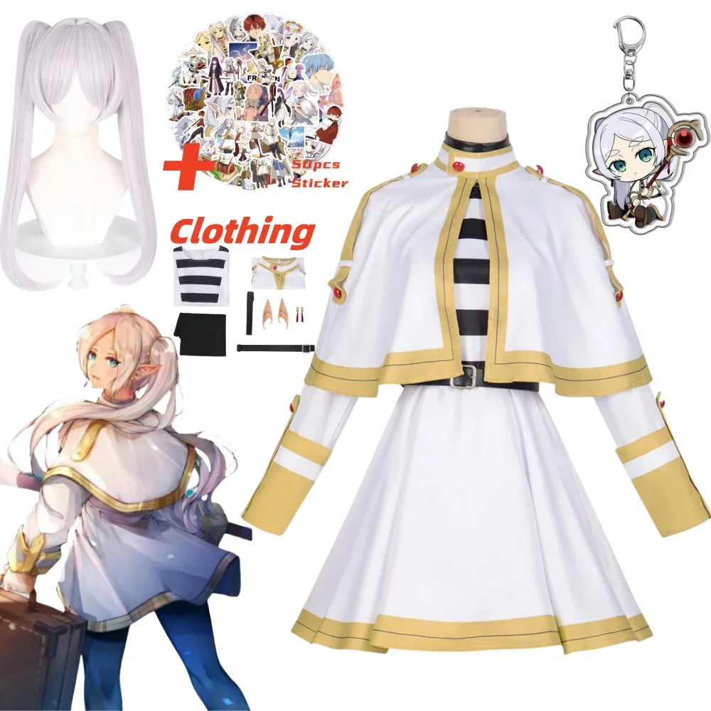 Sousou No Frieren Beyond Journey End Stickers Cosplay Costume Frieren Wig