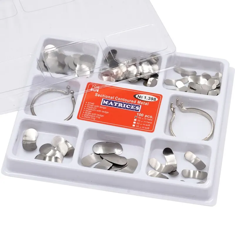 Denspay 100 Pz/Scatola Dental Sezionale Matrix System Dental Sezionale Matrix Band Resin Clamping/Seperating Ring Strumenti Del Dentista