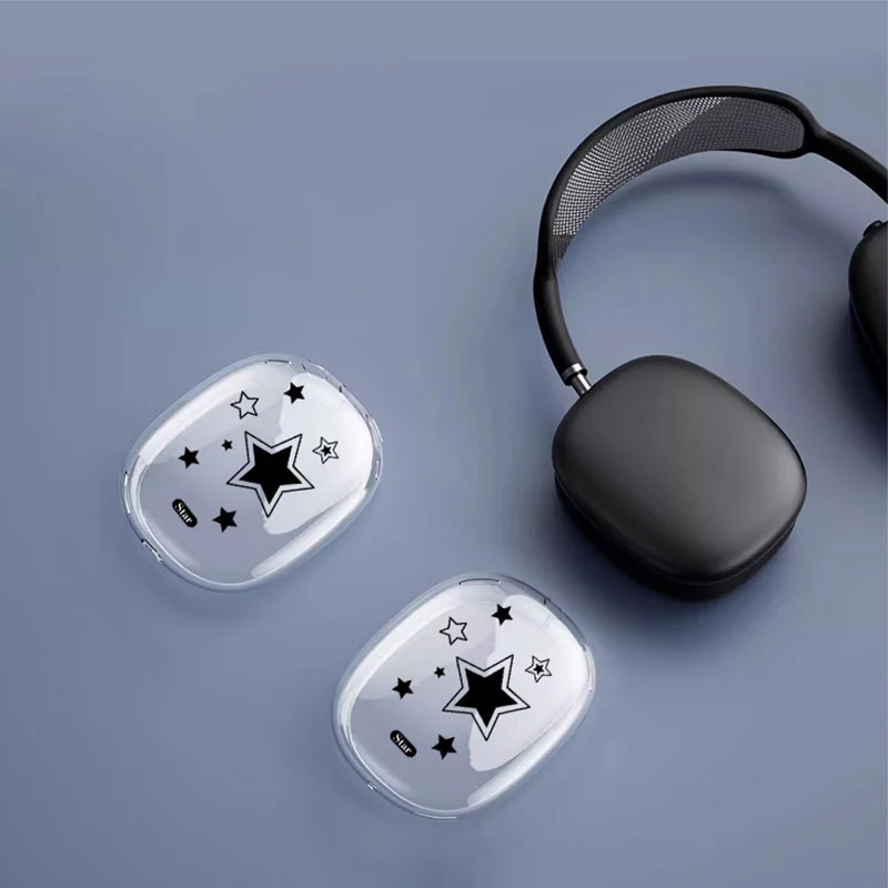 Simpatica Cover Protettiva Black Star Per Airpods Max Custodia Per Auricolari Silicone Morbido Trasparente Per Cuffie Airpods Max