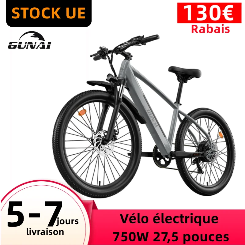 Gunai 750W 27.5 Pollici Bicicletta Elettrica Fuoristrada Pneumatico Bici Elettrica 48V 10Ah Batteria Rimovibile Mountain Adulti Moto Bici Da Neve