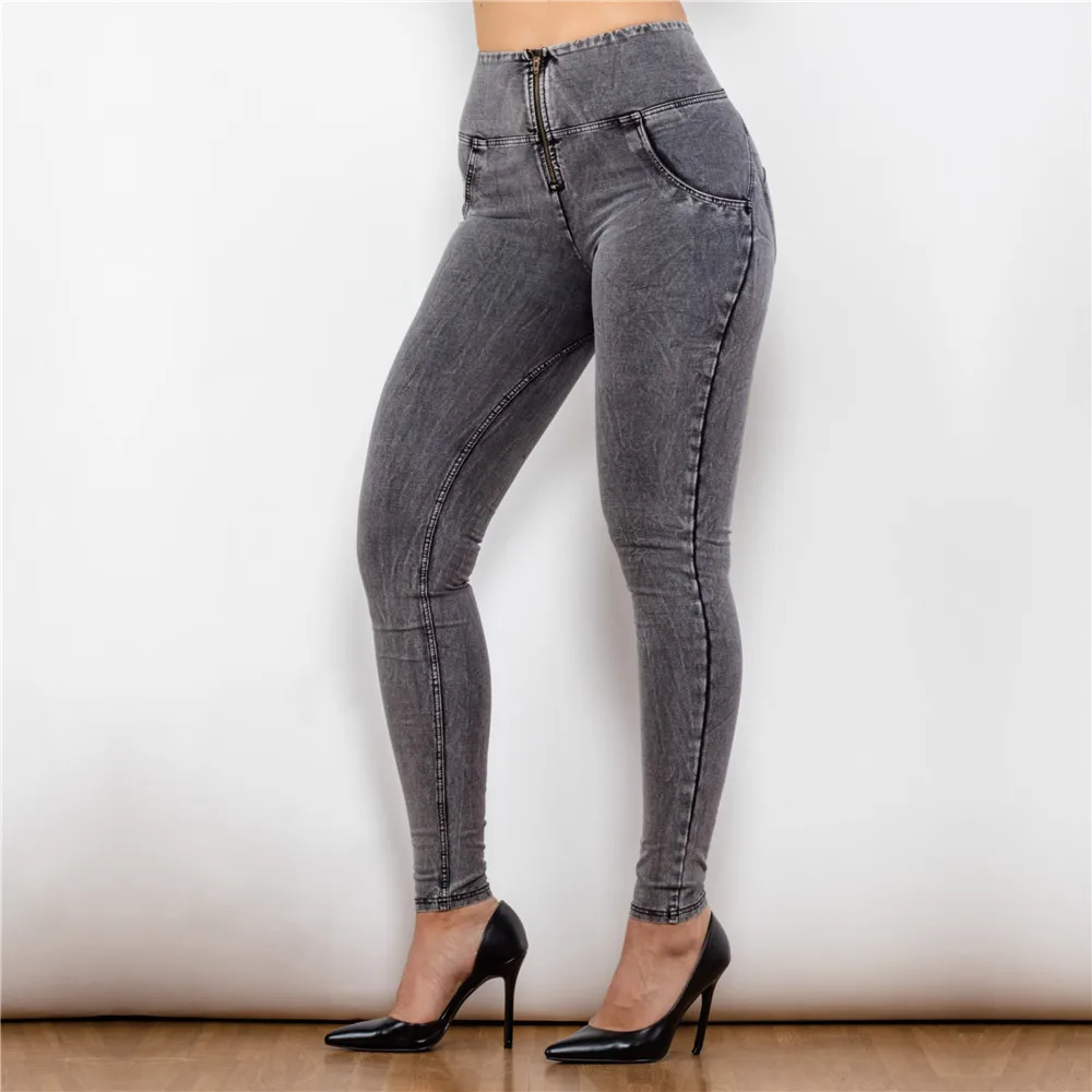 Shascullfites Jeans Leggings Grigio A Vita Alta Denim Skinny Yoga Leggings Donna Palestra Allenamento Leggings Lunghezza Intera