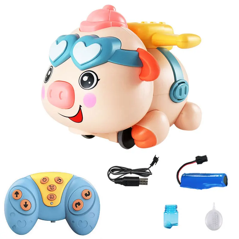 Rc Pig Kids Bubble Machine Robot Animal Spray Fog Music Electronic Cow Ubs Charge Electric Pet Regalo Per Bambini