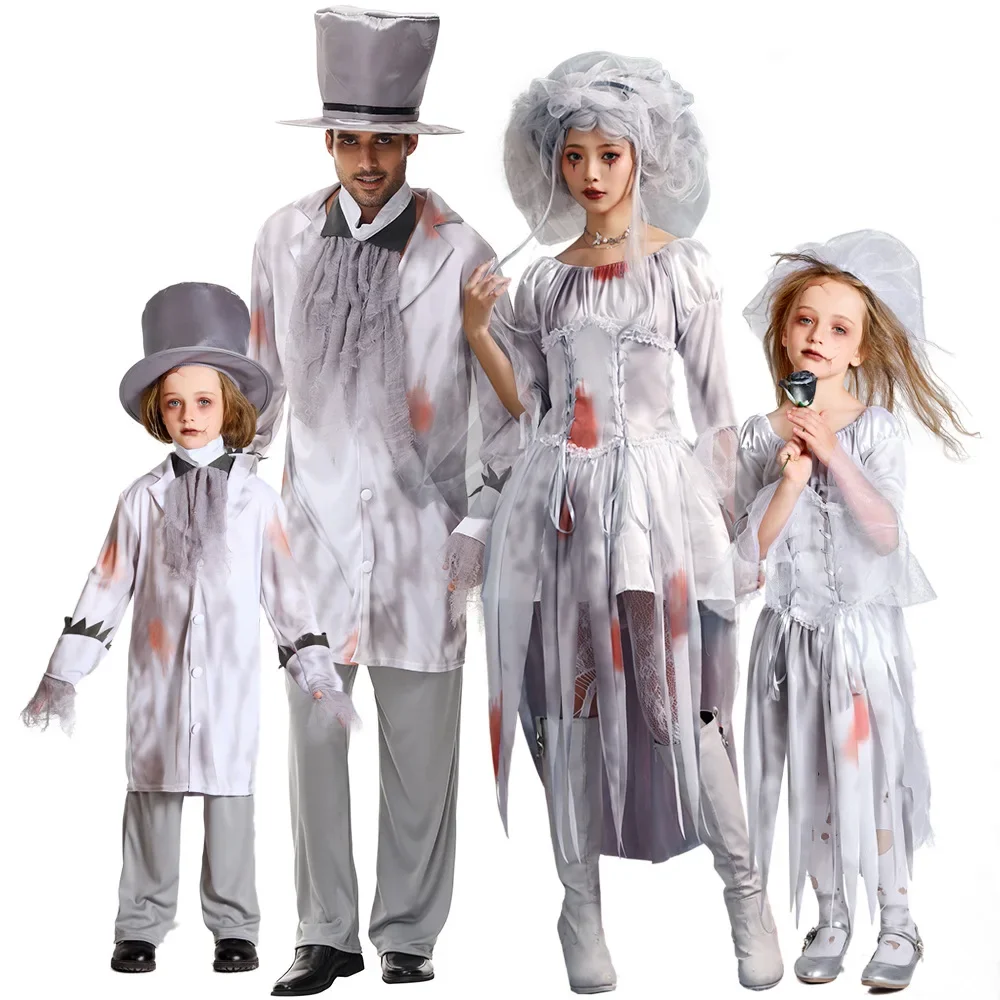 Adult Kids Creepy Spaventoso Horror Zombie Vampire Halloween Costume Bride Nurse Fancy Dress Party Ball Cosplay