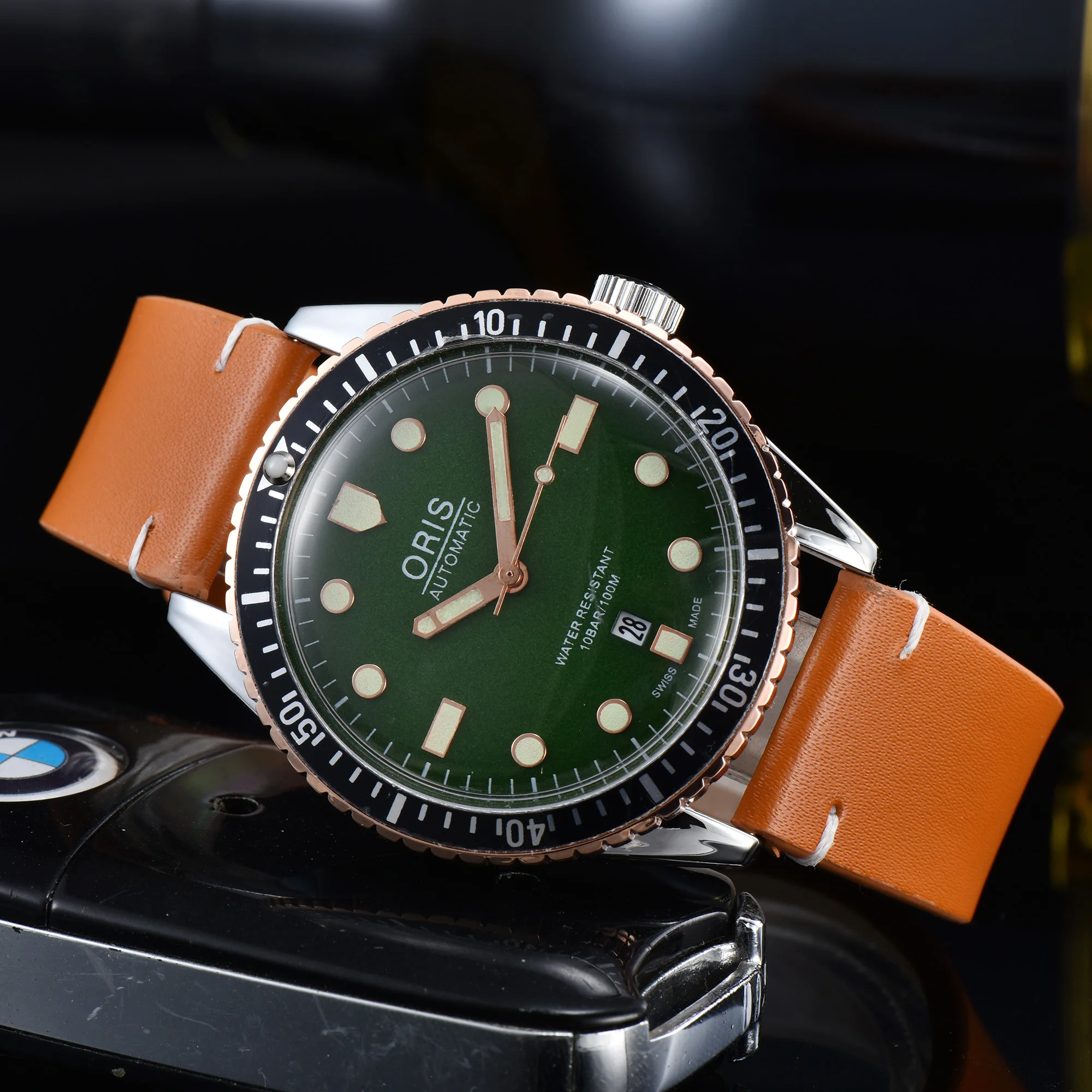 2024 Oris Watch Diving Series 65 Anni Relision Watch Retro Quartz 41Mm Black Green Plate Steel Belt Orologio Da Uomo Reloj Hombre
