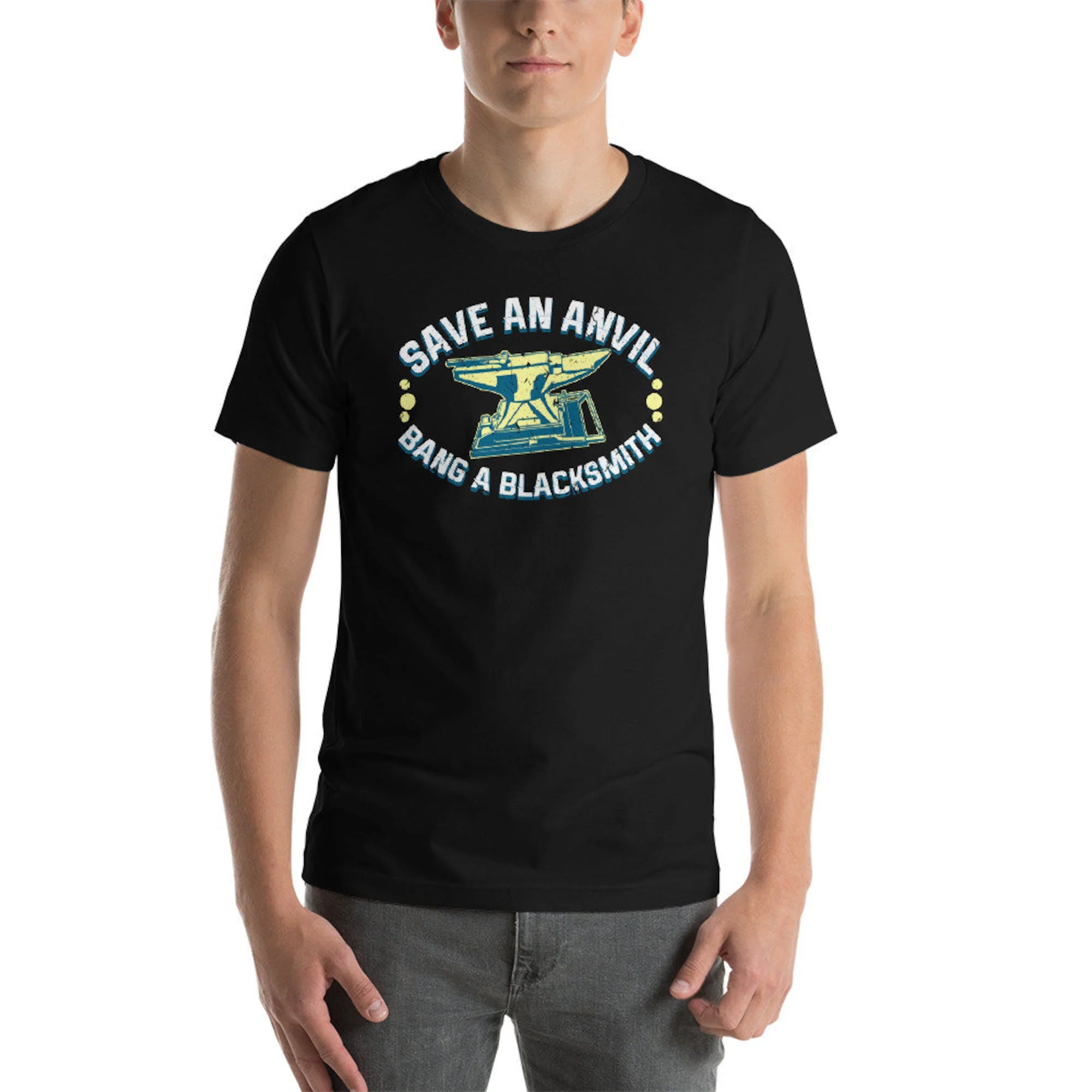 Save An Incudine Bang A Fabbro Smilthing Metalsmith Ironworker Divertente T-Shirt Unisex