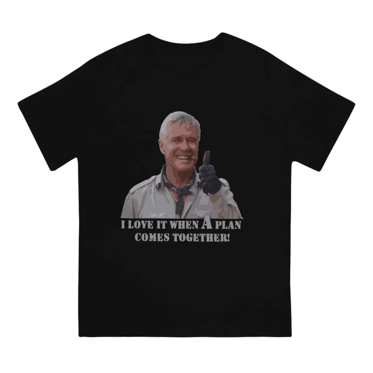 The A-Team Cotton Top Divertenti Magliette Girocollo Manica Corta Magliette Grafiche Uomo Hannibal Smith Old School T-Shirt