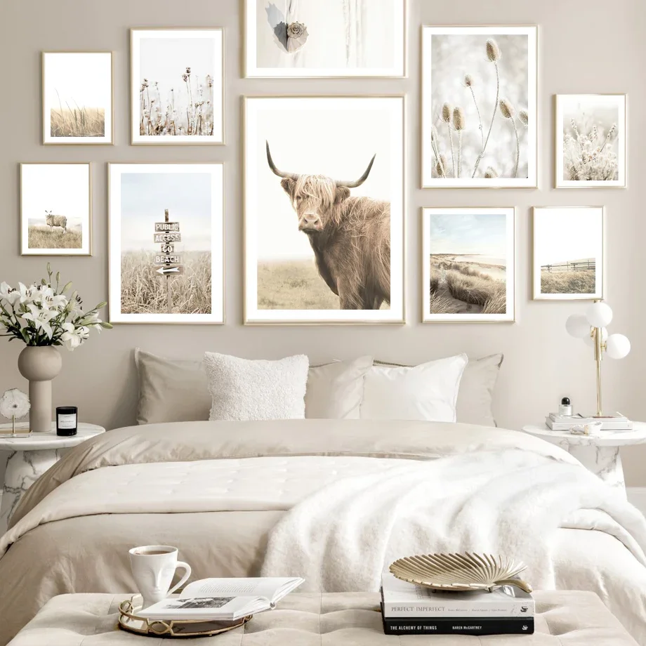 Modern Simple Wall Art Beach Signs Canne Di Erba Flower Waves Sea Shell Hd Canvas Print Poster Home Living Room Decorazione Della Camera Da Letto