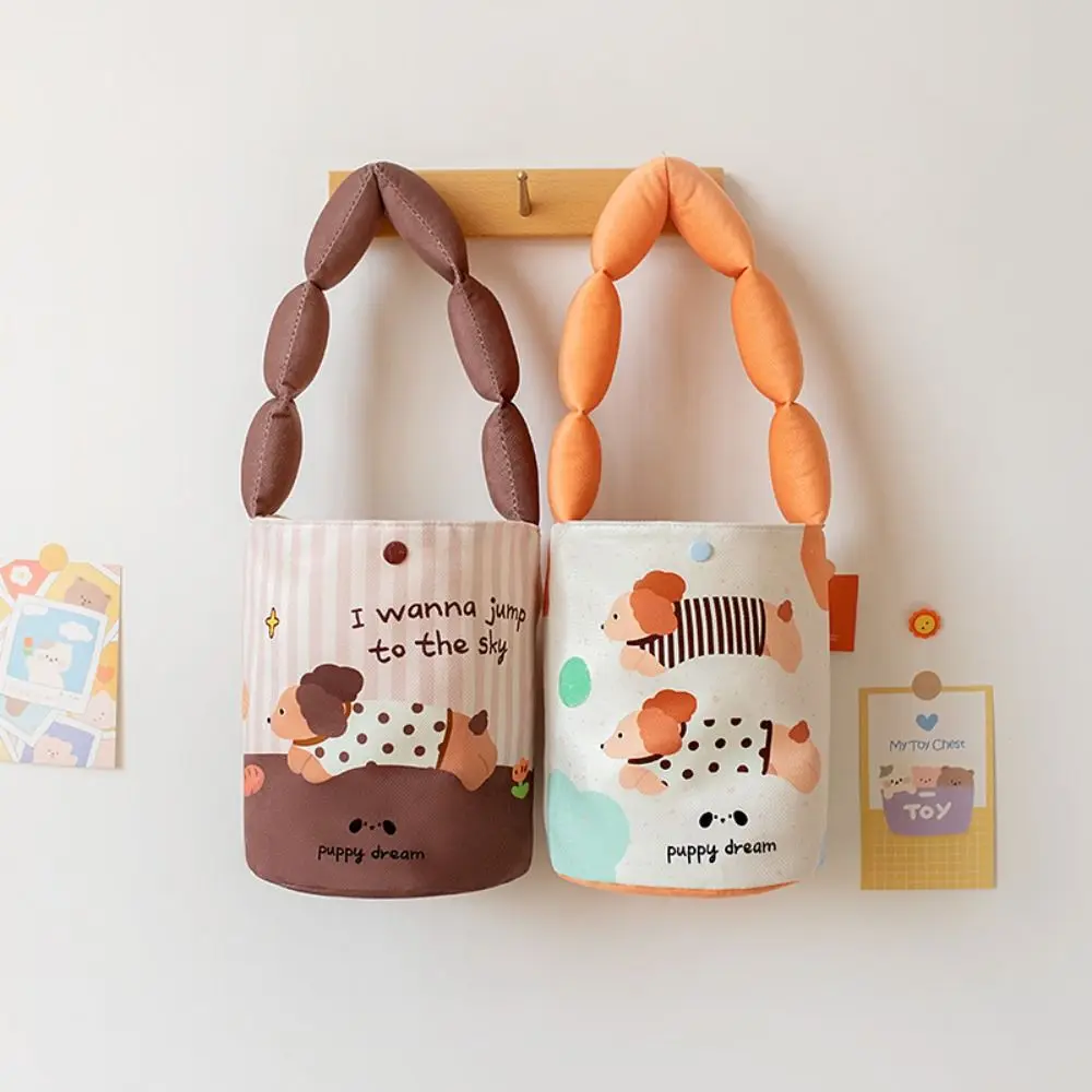 Puppy Cartoon Graffiti Bucket Bag All-Match Large Capacity Dog Animal Print Handbag Lunch Bag Mummy Bag Travel