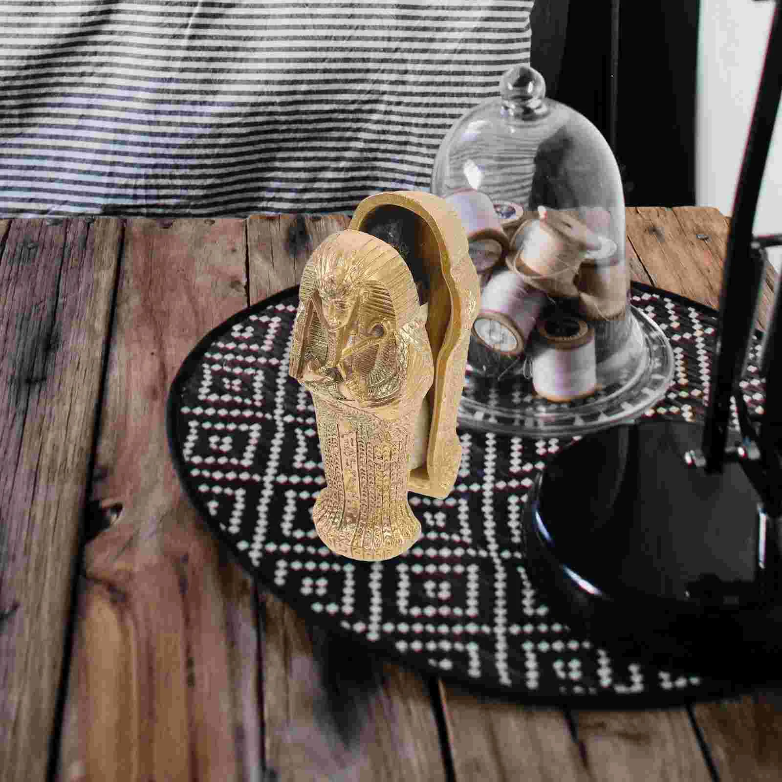 Set Di Figurine Di Grembiuli Con Mummia Faraone Egiziano Pietra Tombale Scultura Storica Figurine Di Bare Di Mummia
