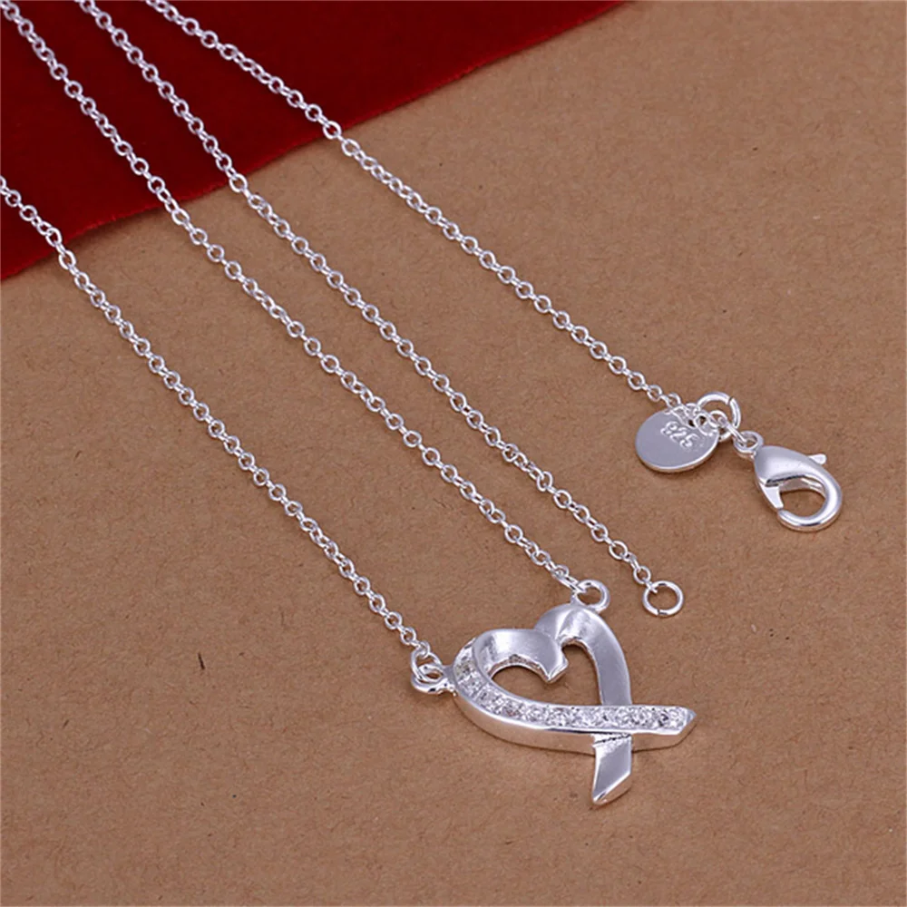 Collana Con Ciondolo A Forma Di Cuore Di Alghe In Argento Sterling 925 Andara Regalo Di Gioielli Di Fidanzamento Di Nozze Per Feste Di Moda Donna