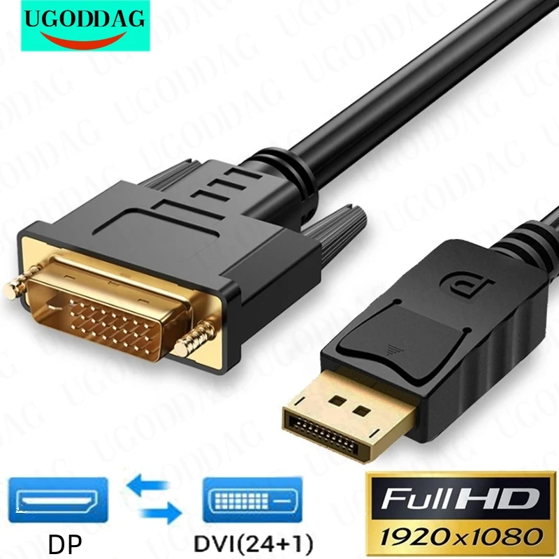 Cavo Displayport Da 1080P Dp A Dvi Dvi-D Cavi Adattatore Da 24 + 1 Pin Dp A Vga Per Cavo Da Xbox Dvi A Displayport 1.8M
