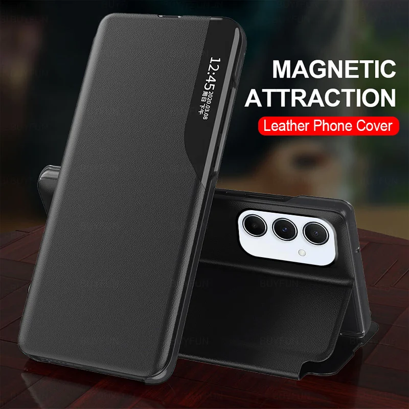 Samsun A 55 35 25 Custodia Flip Cover Posteriore In Pelle Per Samsung Galaxy A55 A35 A25 Smart Window View Magnetic Book Stand Phone Shell