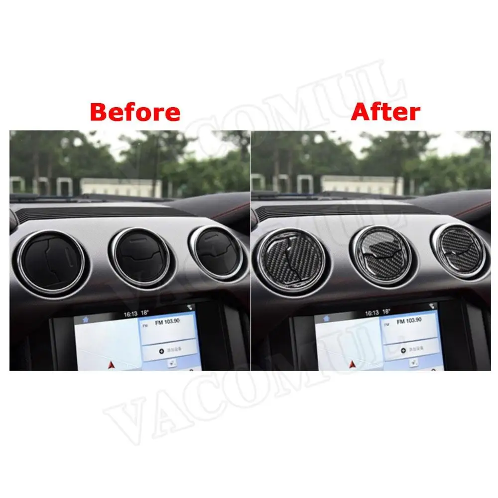 Cruscotto Interno Auto In Fibra Di Carbonio Presa Centrale Presa D'Aria Trim Frame Covers Modanature Adesivi Per Ford Mustang 2015 -2019