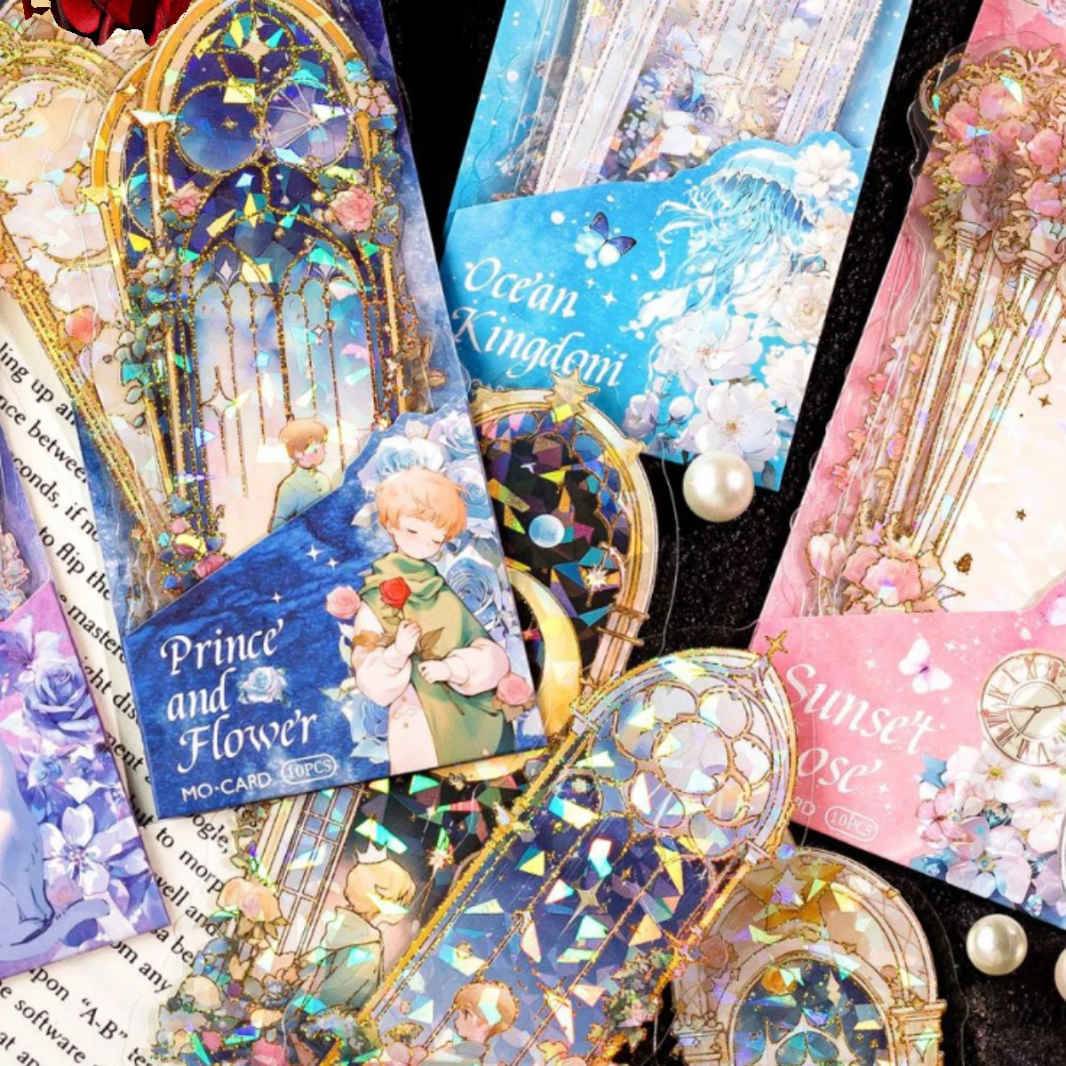 10 Fogli Star Wishing Star River Series Vintage Flower Bronzing Pet Sticker Segnalibri Creative Diy Journal Collage Stationery