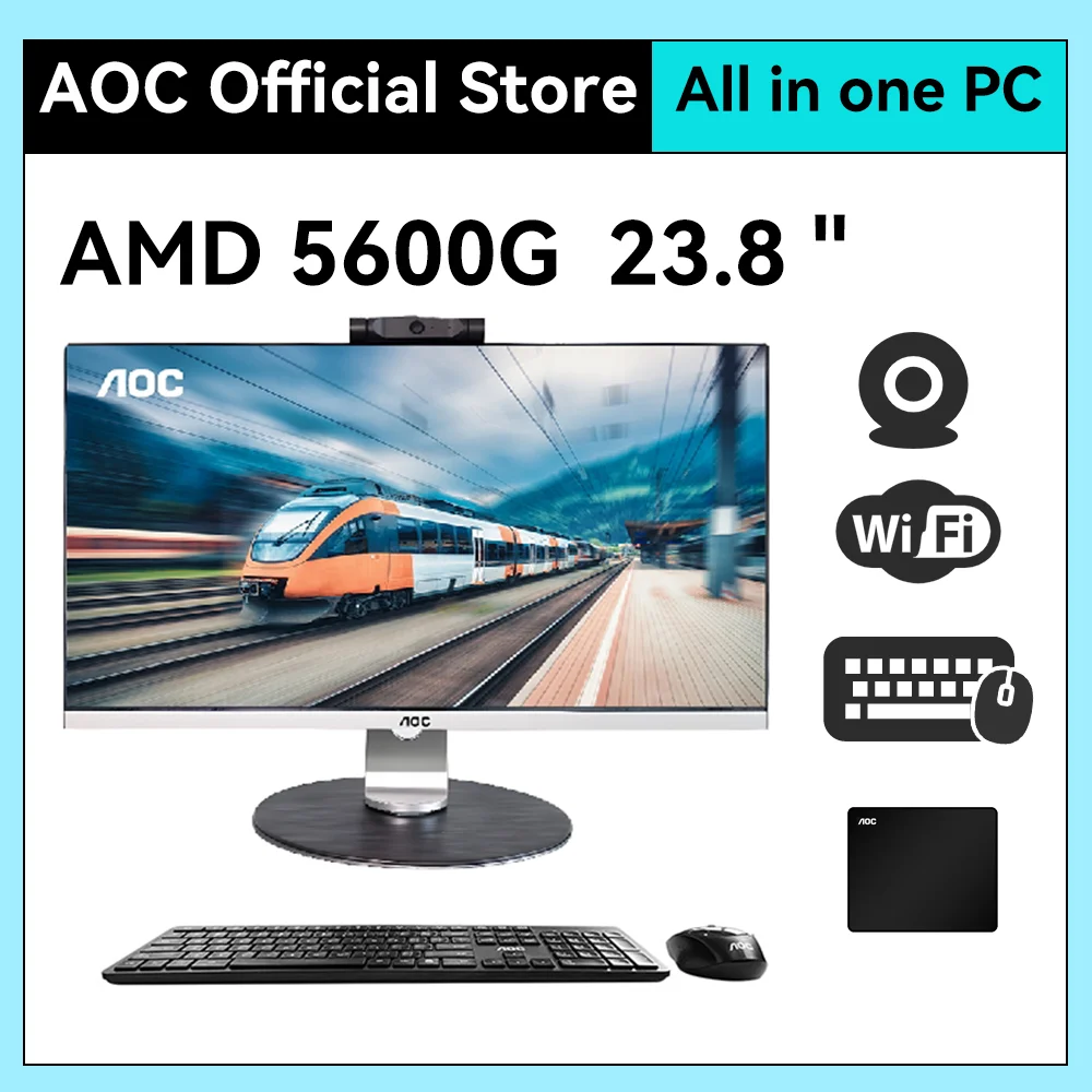 Aoc Computer All-In-One 23.8 Pollici Amd 5600G 16G 512G Desktop Gaming Adjustment Aio Home Office Game Computer Desktops Painthere Daundovers