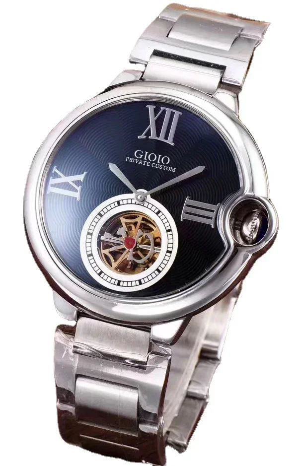 Orologio Meccanico Automatico Da Uomo Nuovo Di Lusso Roma Orologi Di Moda Tourbillon In Pelle Nera