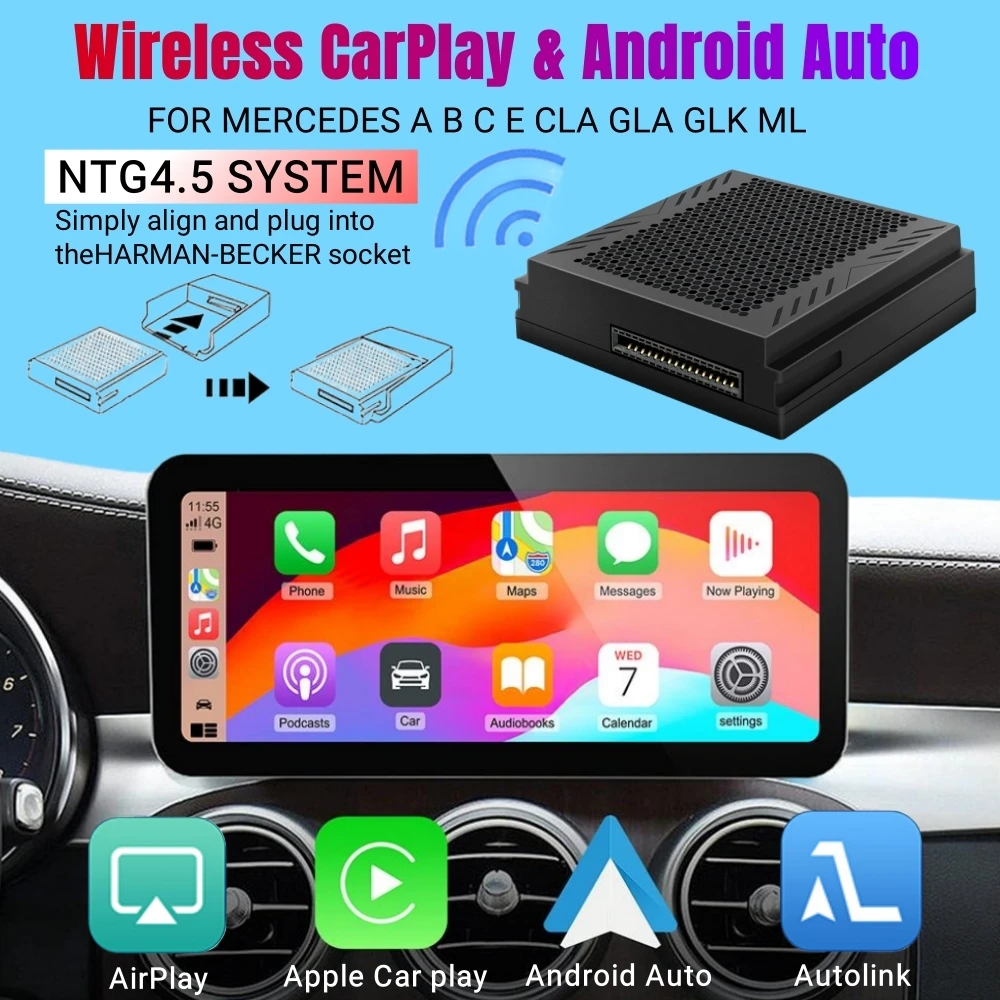 Wireless Apple Android Auto Carplay Per Mercedes Benz Ntg4.5 Sprinter Becker Upgrade Ai Box Interfaccia Installazione Plug And Play