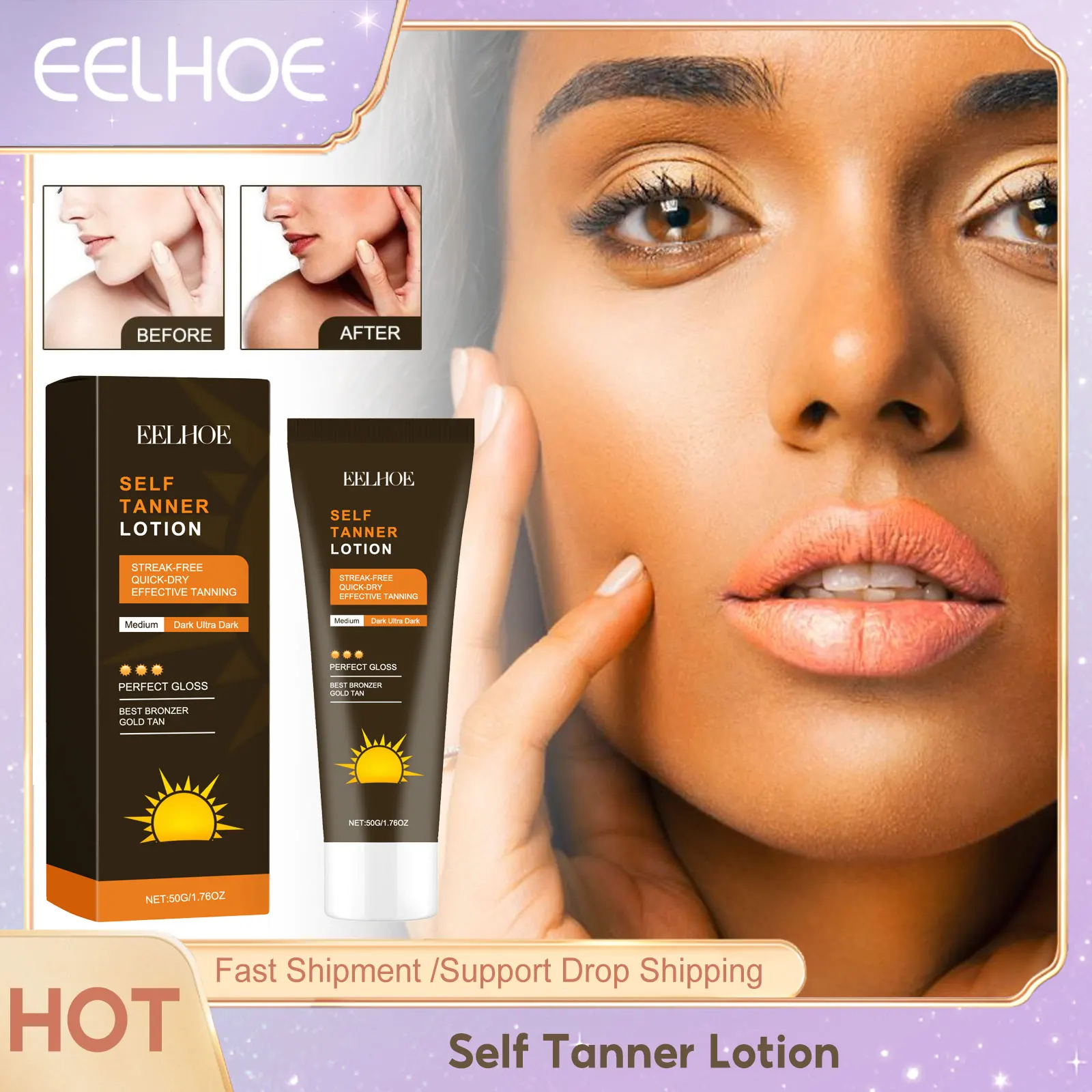 Eelhoe Fake Tan Self Abbronzante Crema Autoabbronzante Per Il Corpo E Il Viso Original Shine Brown Sunbed Cream Bronzer Lozione Per Il Corpo Gel Abbro