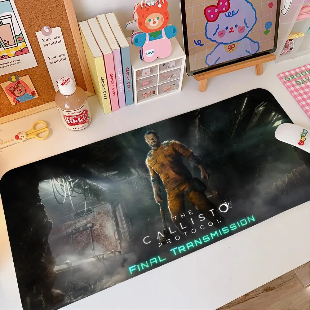 Horror Survival Video Game The Callisto Protocol Mouse Pad Large Size Office Desk Protector Mat Pu Pc Gaming Escritorio Leather Waterproof Mouse Pad D