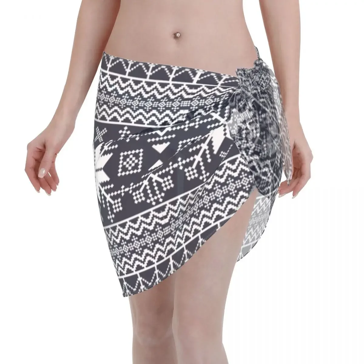 Donne Sexy Modello Geometrico Boho Prospettiva Breve Sarong Costume Da Bagno Coverups Bikini Covers-Up Gonne Gonne Corte Da Spiaggia
