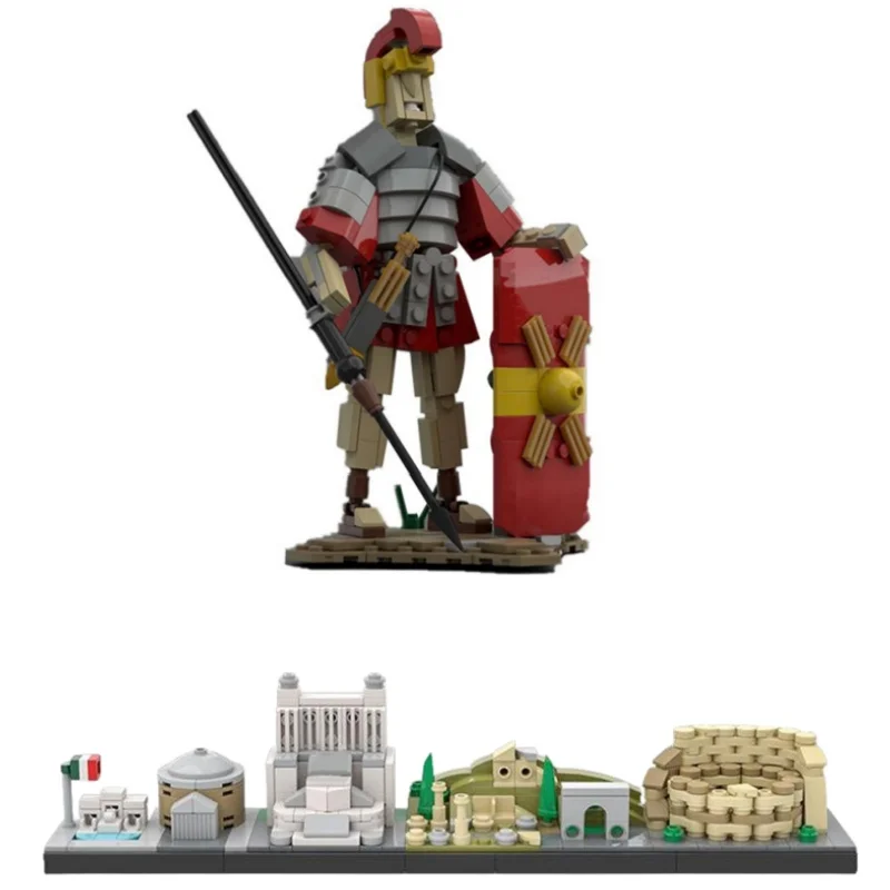 Hot Roman Soldier Legion Rome Skyline Structure Building Blocks Kit Diy Defense Team Retro Armor Guard Soldier Gift Toys Bricks