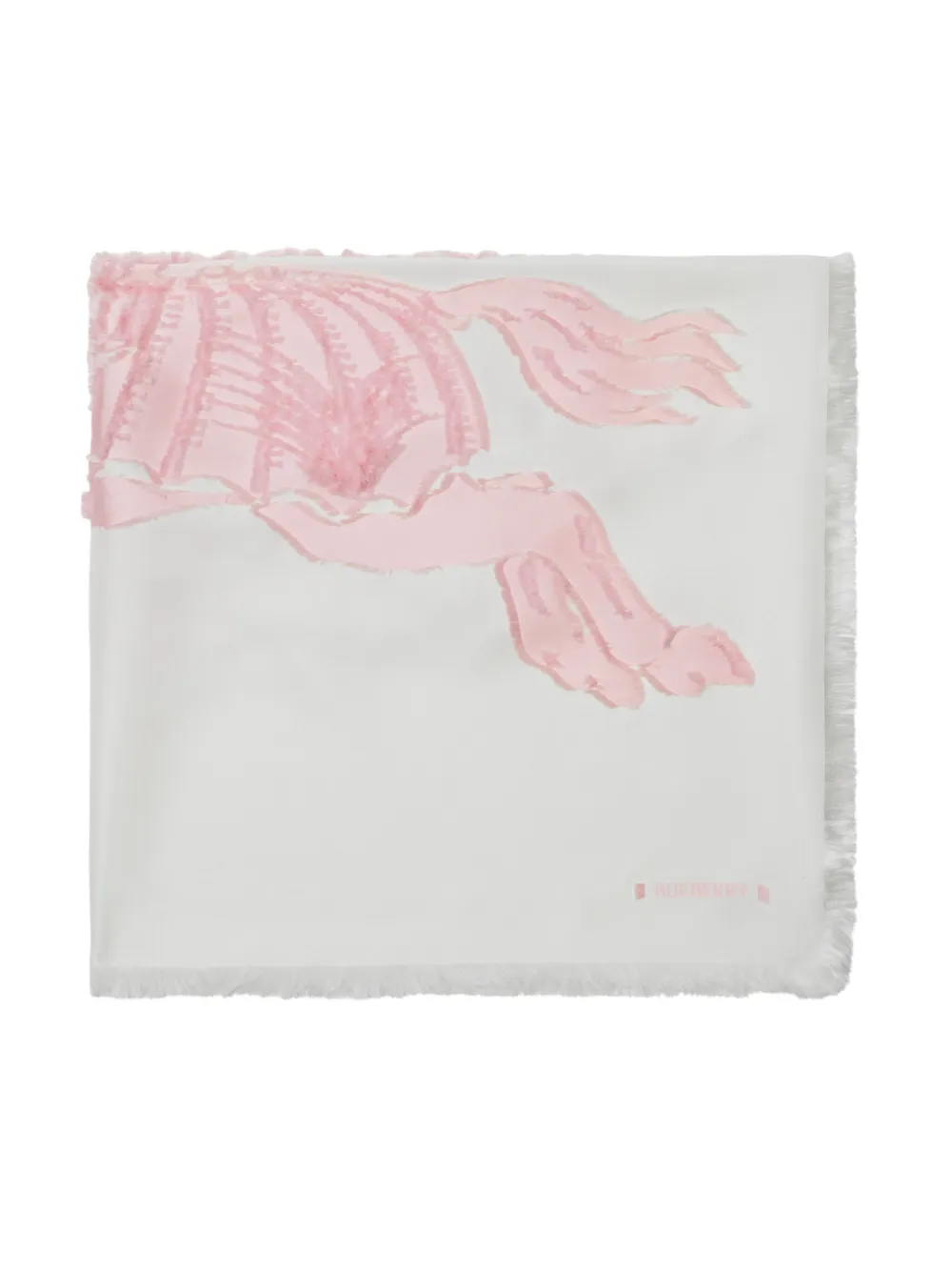 Burberry EKD-motif fringed scarf - Bianco