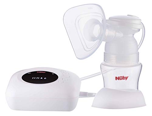 Nuby - Tiralatte Elettrico Con Display Digitale E 4 Programmi Di Estrazione - Portatile E Facile Da Usare - Con Contenitore Raccogli Latte, Bianco
