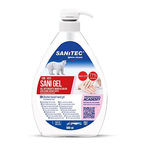 Sanitec Igiene Sicura Gel Mani Con Il 77% Di Alcol, Trasparente, 600 Millilitri