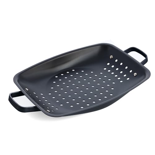 Merten & Storck Carbon Steel Vassoio Per Griglia In Acciaio Al Carbonio Pre-Stagionato, Grill, Cucina All'Aperto, Barbecue, Nero