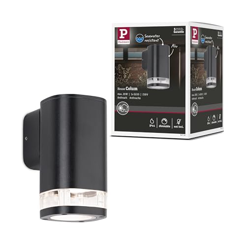 Paulmann 94718 Lampada Per Esterni Lampada Da Parete Colum Resistente All’Acqua Di Mare Ip44 80X112Mm Max.20W Antracite Alluminio Senza Lampadina Gu10