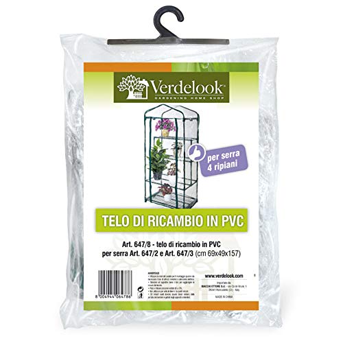 Verdelook | Telo Di Ricambio In Pvc Trasparente Per Serre Cod: 647/2, 647/6 E 647/3, Resistente, Protezione Piante, Apertura Frontale Con Cerniera, Pe