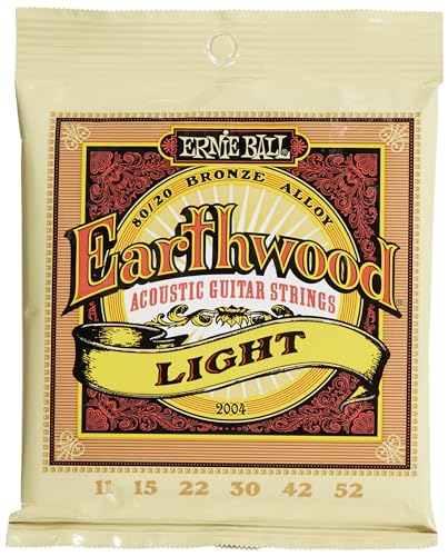 Ernie Ball, Earthwood Light 80/20 Bronze, Corde Per Chitarra Acustica,Diametro 11-52