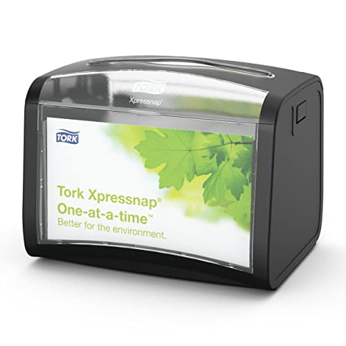 Tork 272611 Dispenser Da Tavolo Xpressnap Per Tovaglioli Intercalati, Sistema N4, 16,9 Cm X 20 Cm X 14,1 Cm (Altez. X Largh. X Profon.), Nero