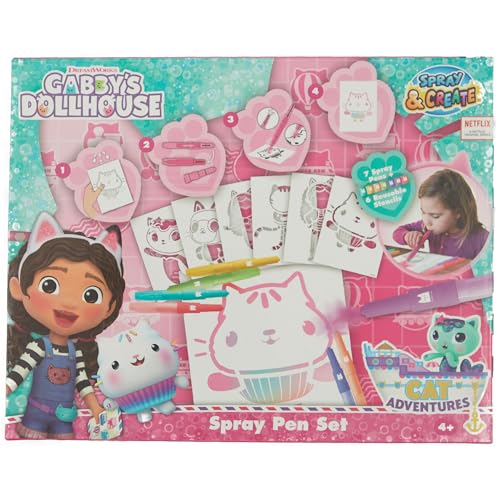 Gabby'S Dollhouse - Set Di Penne Spray - Matite Da Colorare Per Bambini - Set Da Colorare Con Matite Colorate E Pagine Da Colorare - Gd23364