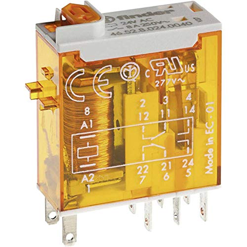 Finder 465282300040 - Relé A Spina 2Rt 8 A 230 Vac Con Pulsante Per Prova Manuale/Indicatore Meccanico Agni