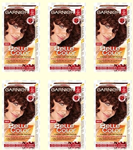 6 X Garnier Belle Color 51 Mogano Scuro Naturale Tintura Per Capelli