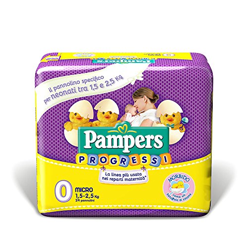 Pampers Progressi Pannolini Micro, Taglia 0 (1-2.5 Kg), 24 Pezzi