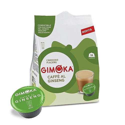 Gimoka - 16 Capsule Compatibili Con Macchinetta Caffè Nescafé®* Dolce Gusto®* - Caffè Al Ginseng – Made In Italy