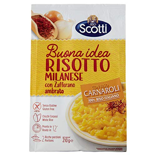 Riso Scotti - Risotto Alla Milanese - Riso Carnaroli Con Zafferano Ambrato Senza Glutine - 210 Gr