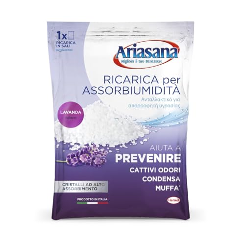 Ariasana Ricarica In Sali Assorbiumidità Fragranza Lavanda 1 Busta Da 450 Grammi Assorbono Efficacemente L'Eccesso Di Umidità