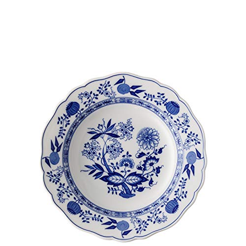 Hutschenreuther 10123 - Piatto Fondo Con Bordino, In Porcellana, Motivo: Cipolle, 23 Cm, Colore: Blu