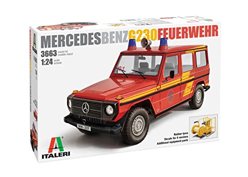 Italeri 3663 Mercedes Benz G230 Feuerwehr, Scala 1:24, Plastic Model Kit, Modello In Plastica Da Montare, Modellismo, Rosso