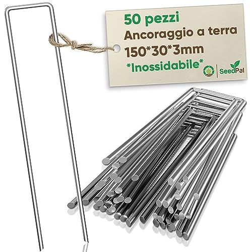 Seedpal Ancoraggi A Terra/Picchetti Anti Rost - 50 Pezzi - Ancoraggi A Terra Antiruggine Per Veli Da Giardino, Veli Da Erbacce, Recinti E Tende - 150M