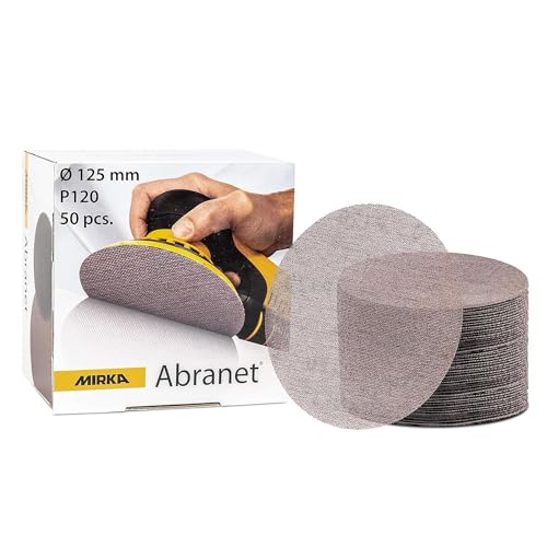 Mirka Abranet Griglia Di Levigatura Ø 125Mm A Strappo / Grana P120 / 50 Pz / Adatto A Tutte Le Levigatrici Rotorbitali 125Mm / Per Levigare Legno, Stu