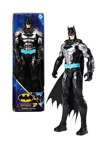 Dc Comics | Batman | Personaggio Batman Tech Con Armatura Argento E Nera In Scala 30 Cm Con Decorazioni Originali, Mantello E 11 Punti Di Articolazion