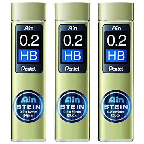 Pentel Set Di 3 Astucci Da 20 Mine Ain Stein C272 0,2 Mm Hb
