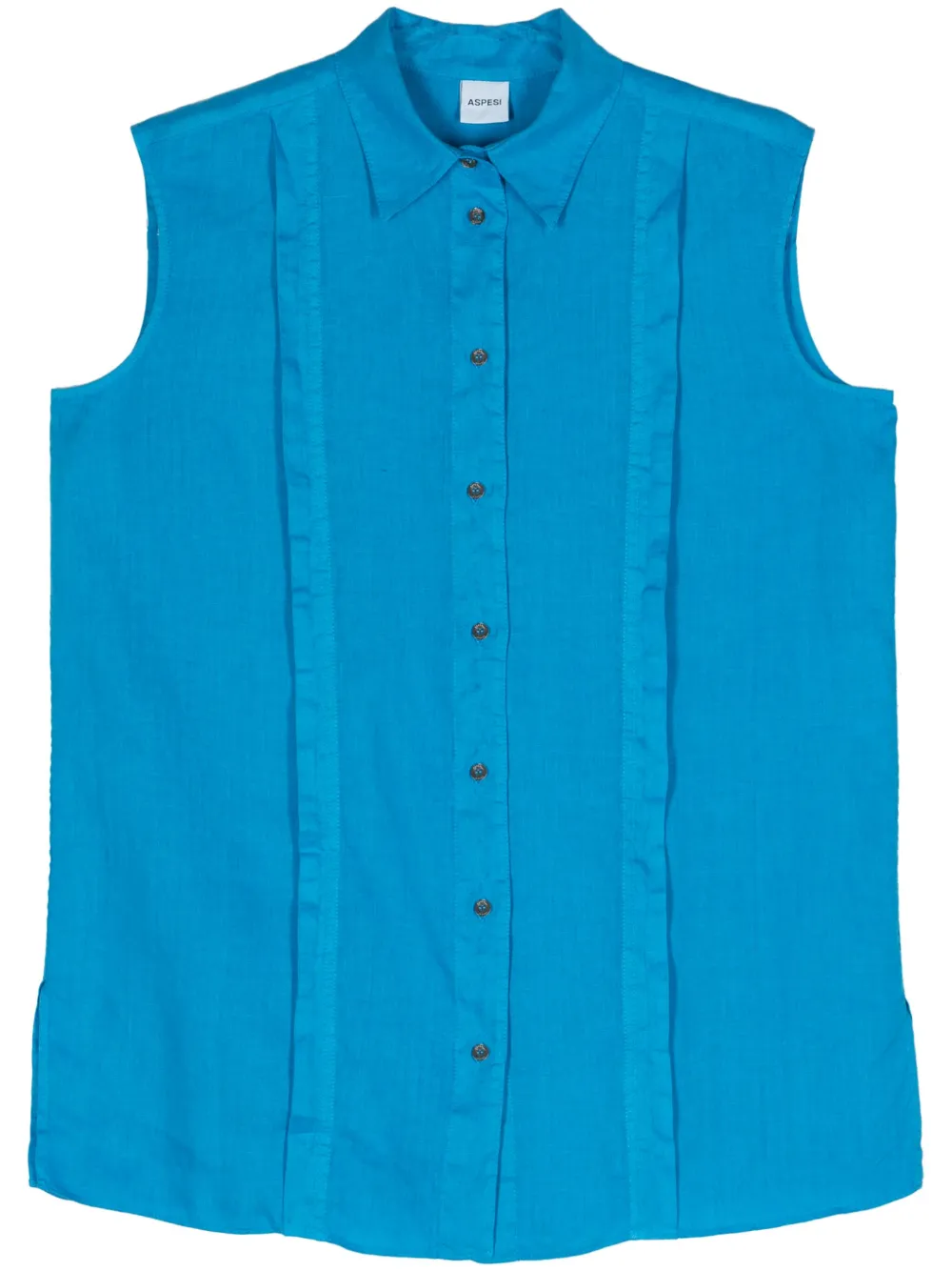ASPESI sleeveless linen shirt - Blu