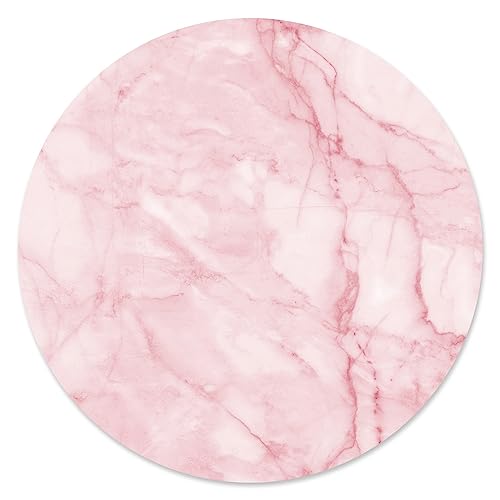 Tappetino Per Mouse Effetto Marmo I Ø 22 Cm I Mousepad Di Dimensioni Standard Antiscivolo I Sobrio I Semplici I Effetto Pietra Granito Rosa Bianco I D