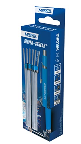Markal 22221 Retail Silver-Streak - Pennarello Per Saldatore, 1 Matita + 2 Confezioni Di Ricariche Per Saldatura, Colore: Argento