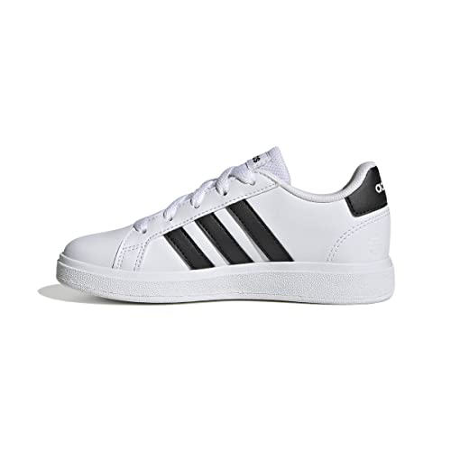 Adidas Grand Court Lifestyle Tennis Lace-Up Shoes, Sneaker Unisex - Bambini E Ragazzi, Ftwr White Core Black Core Black, 36 2/3 Eu